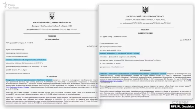 Стосунок Венедіктова до цих фірм підтверджується і в Єдиному реєстрі судових рішень