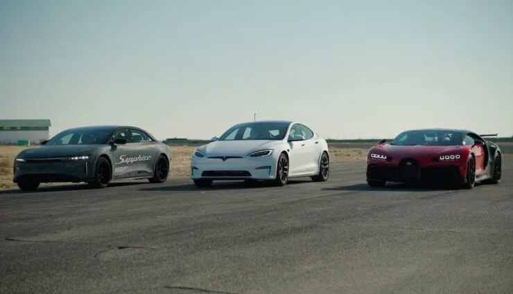 Гонки на передовой: Tesla Model S Plaid на четверть мили отстает от Lucid Air и дорогого Bugatti