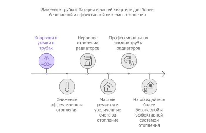 Когда необходимо заменить трубы и батареи в квартире: признаки износа