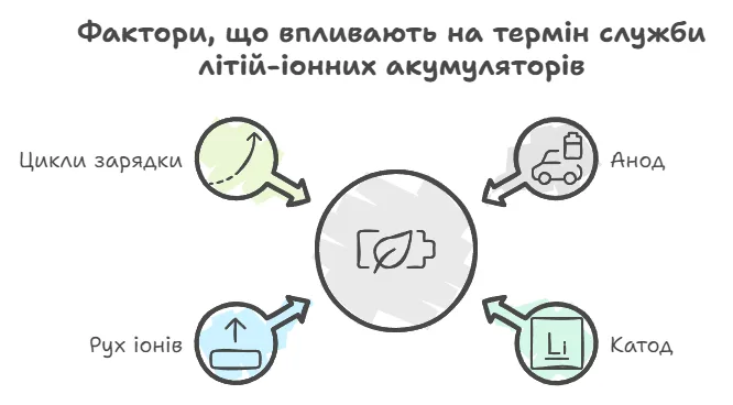 Фактори, що впливають на термін служби літій-іонних акумуляторів