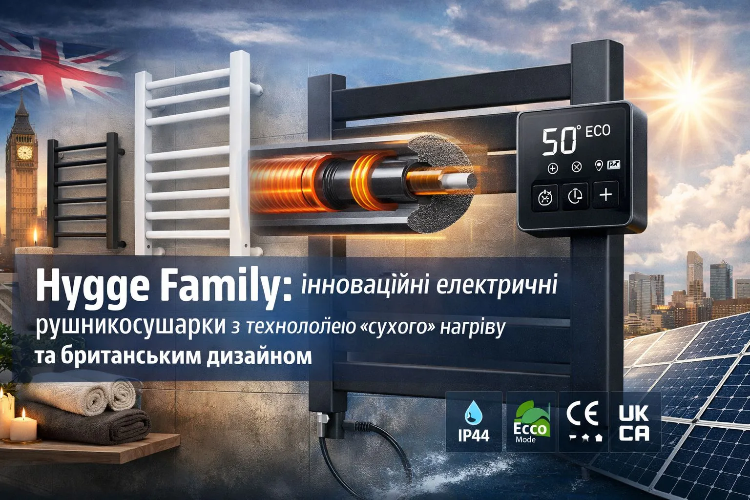 Hygge Family: інноваційні електричні рушникосушарки з технологією «сухого» нагріву та британським дизайном