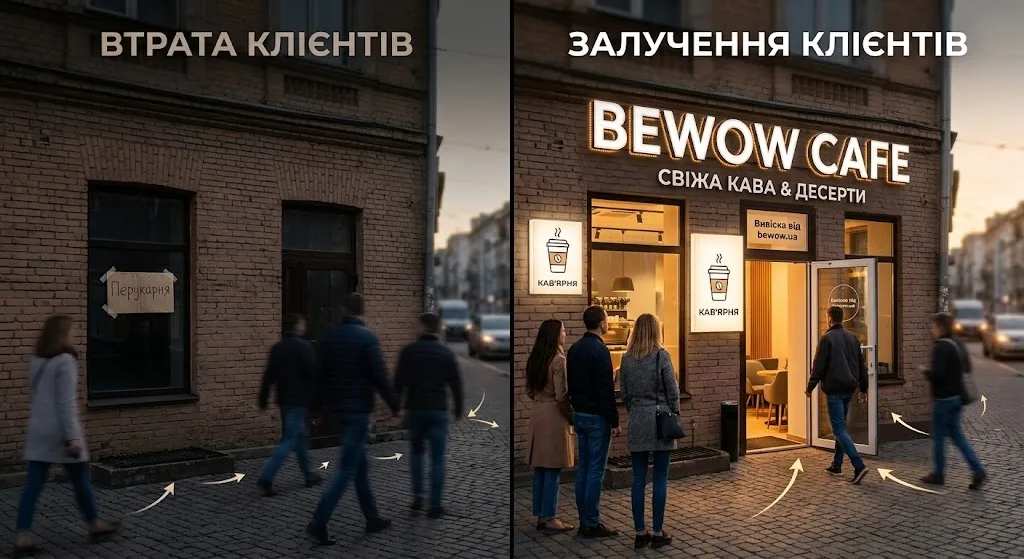 Скільки клієнтів губиться щодня без вивіски: реальні втрати бізнесу